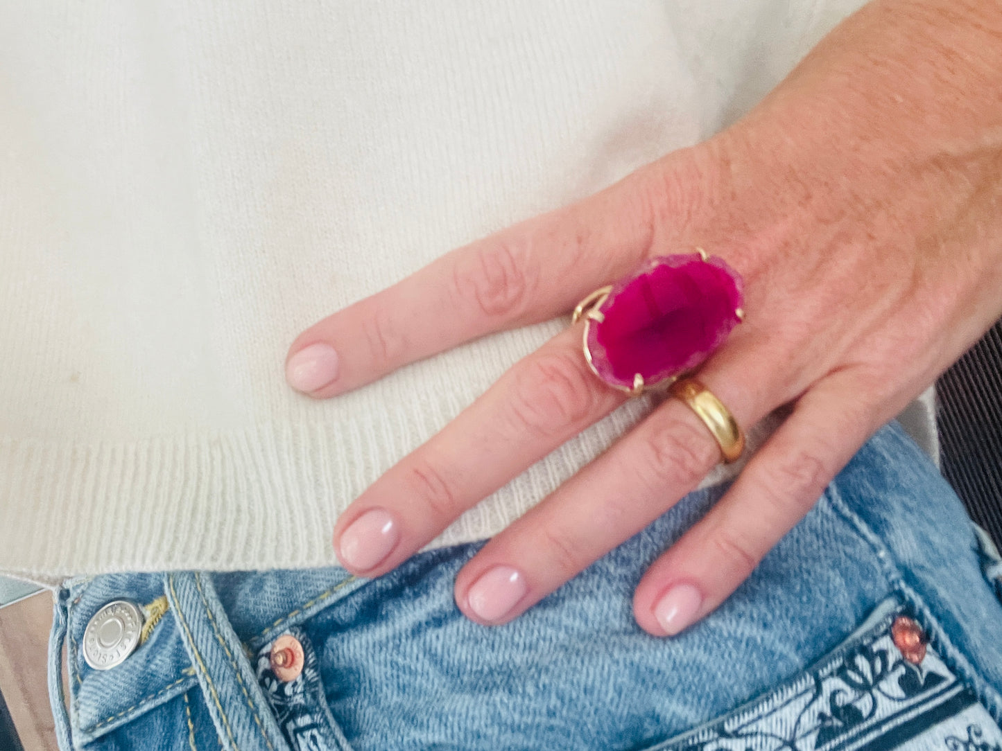 Ring Saudade Pink Agate