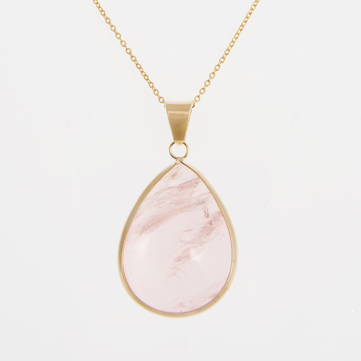 Ketting rozenkwarts verguld
