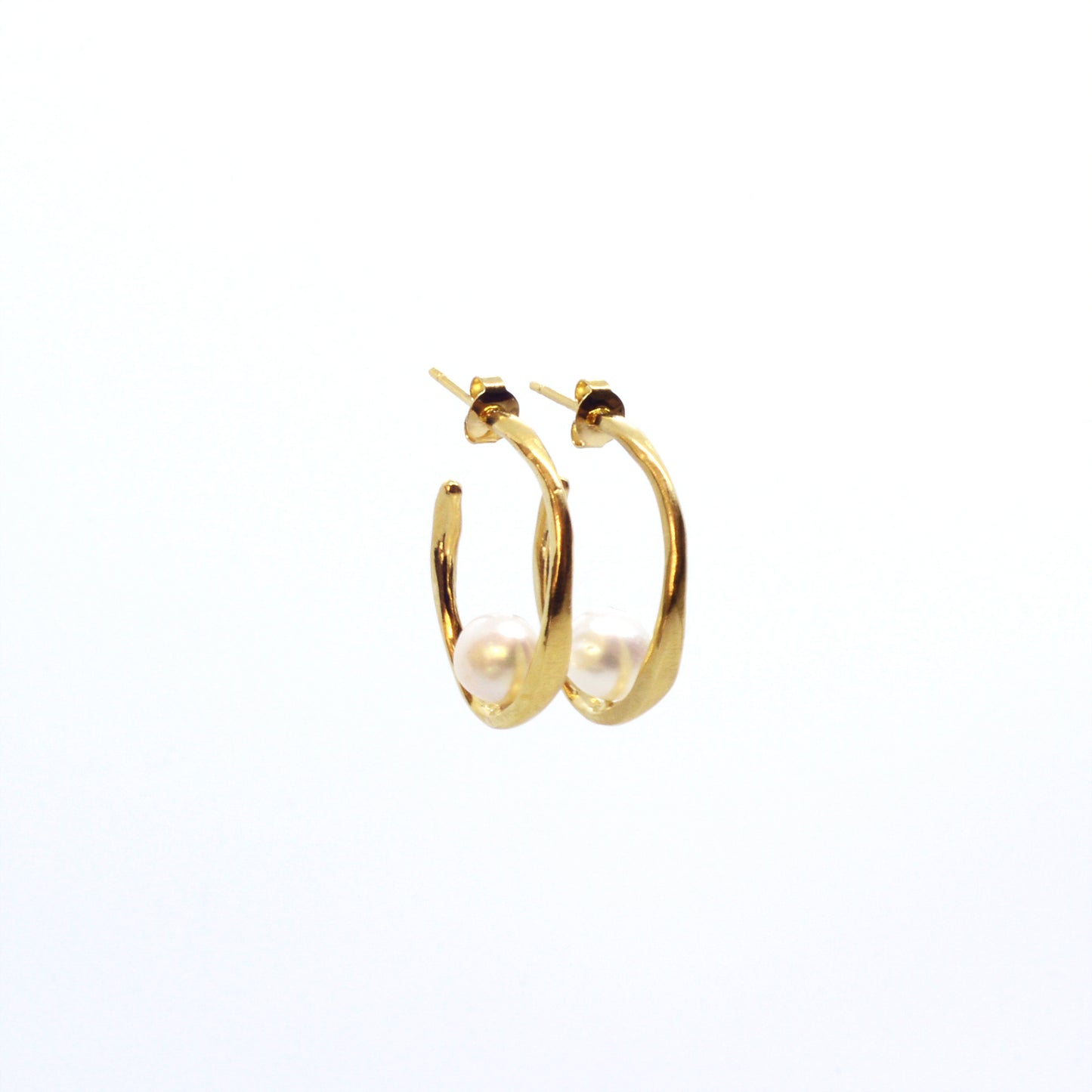 Small Organic Hoops with Pearl