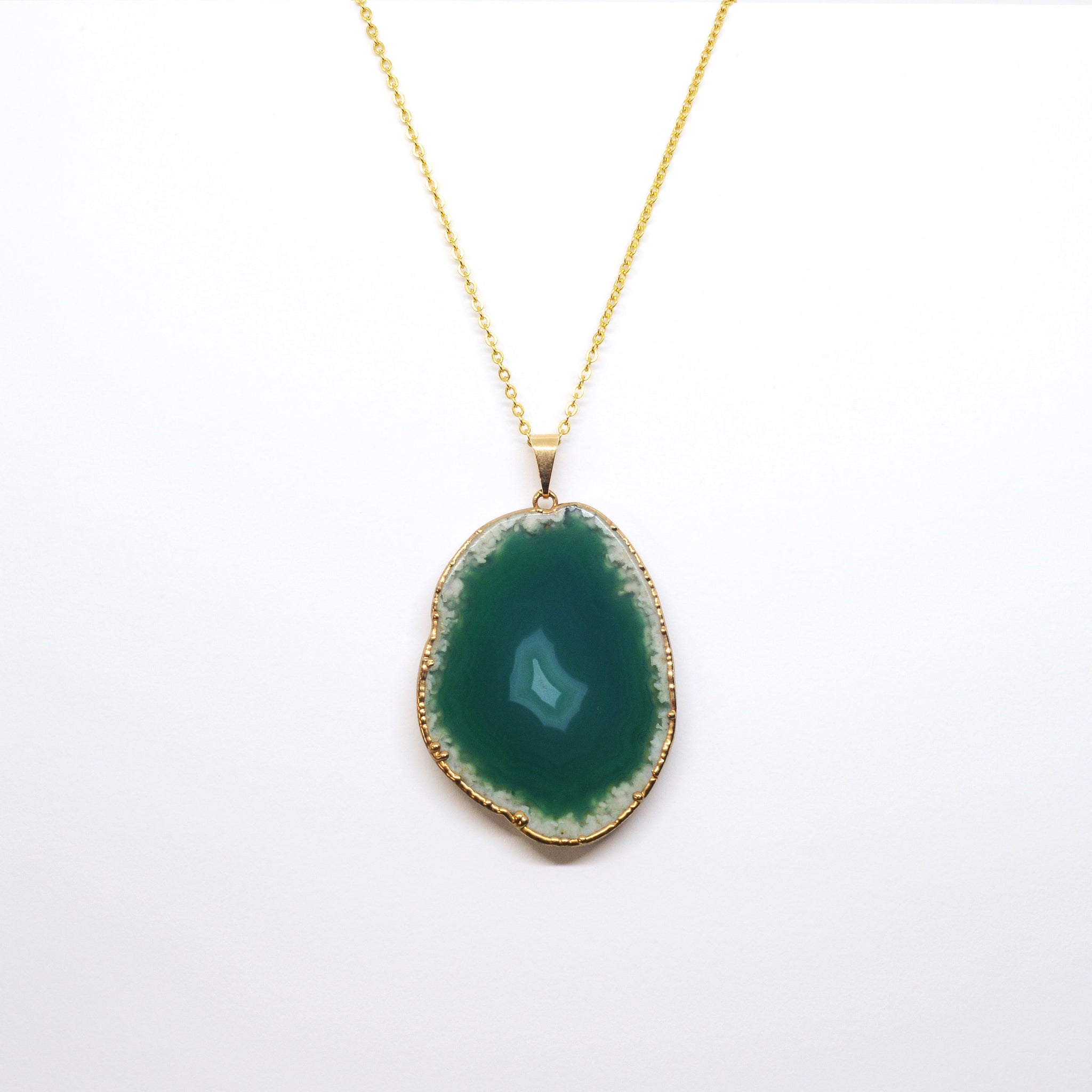 Necklace Green Agate Gold