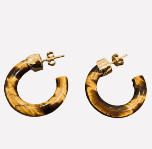 Tiger eye hoop earrings