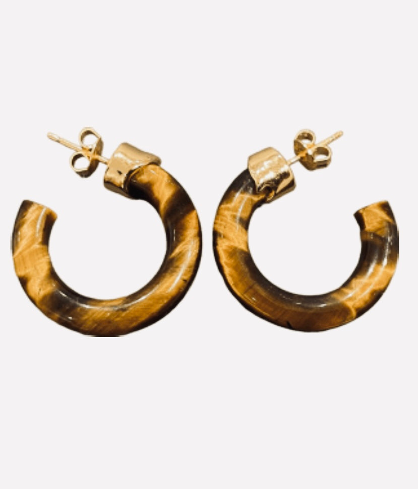 Tiger eye hoop earrings