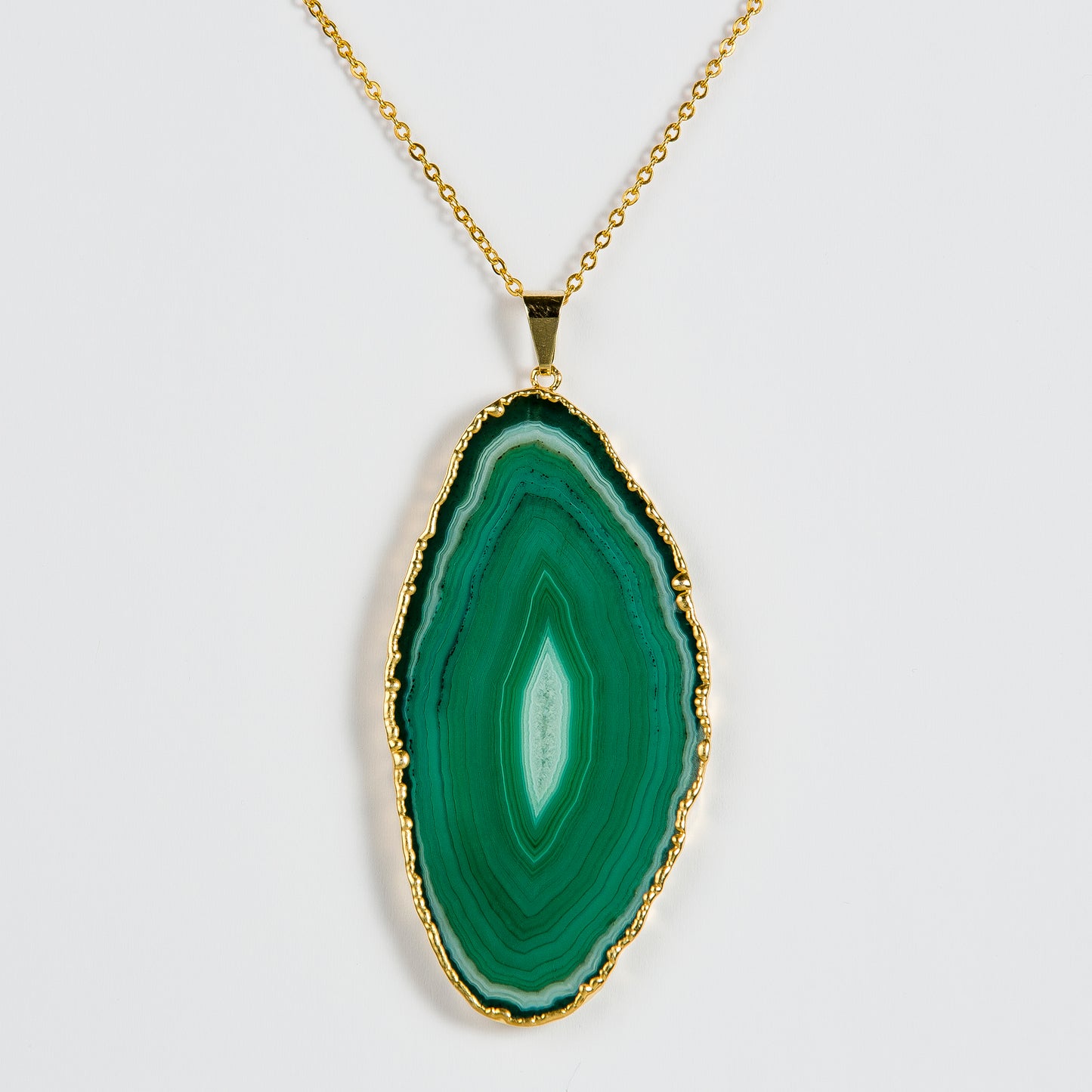 Ketting groene agaat met gouden rand