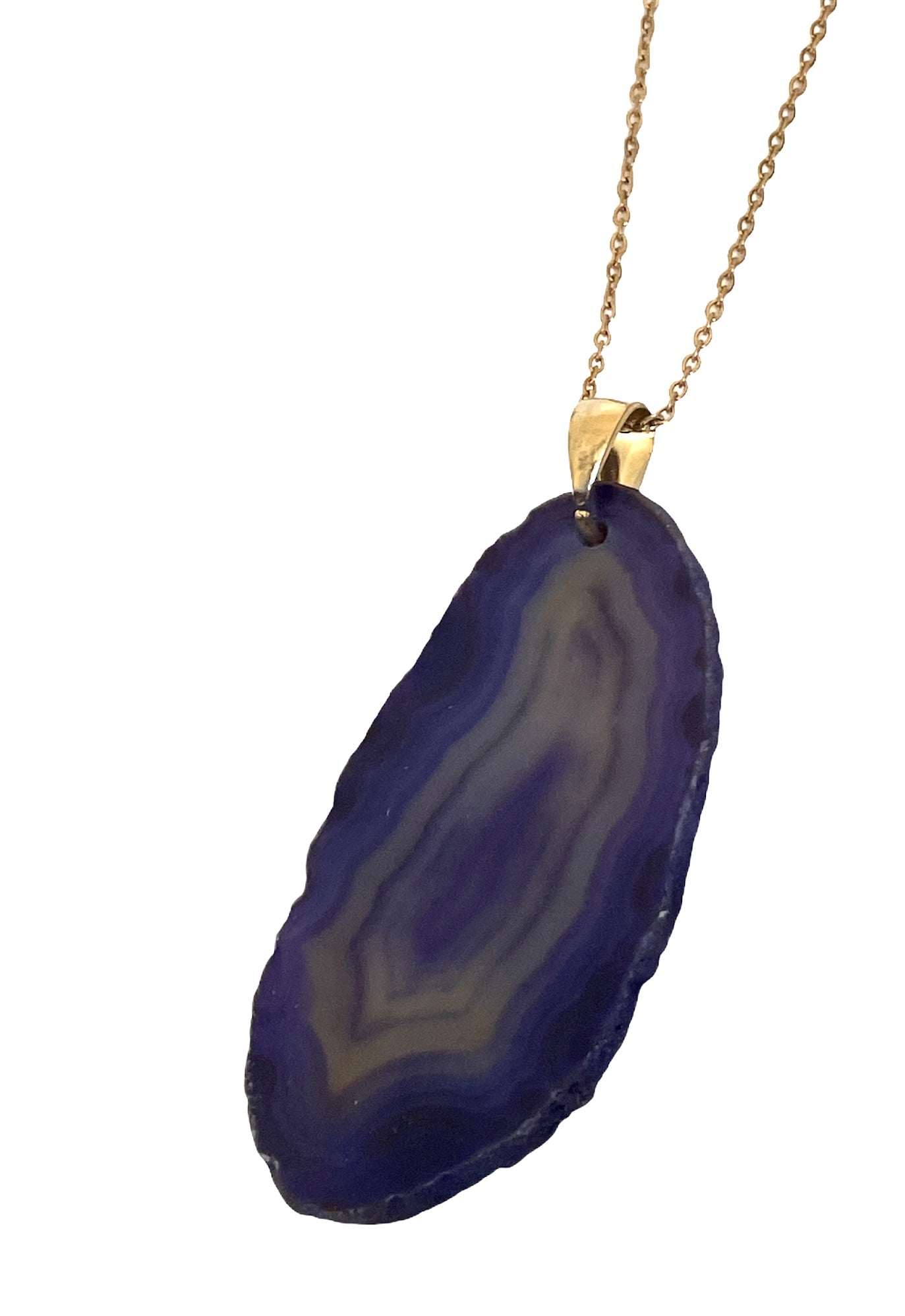 Necklace Agate Purple Patterned Raw Edge