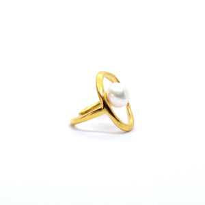 Organic Open Circle Ring with Pearl