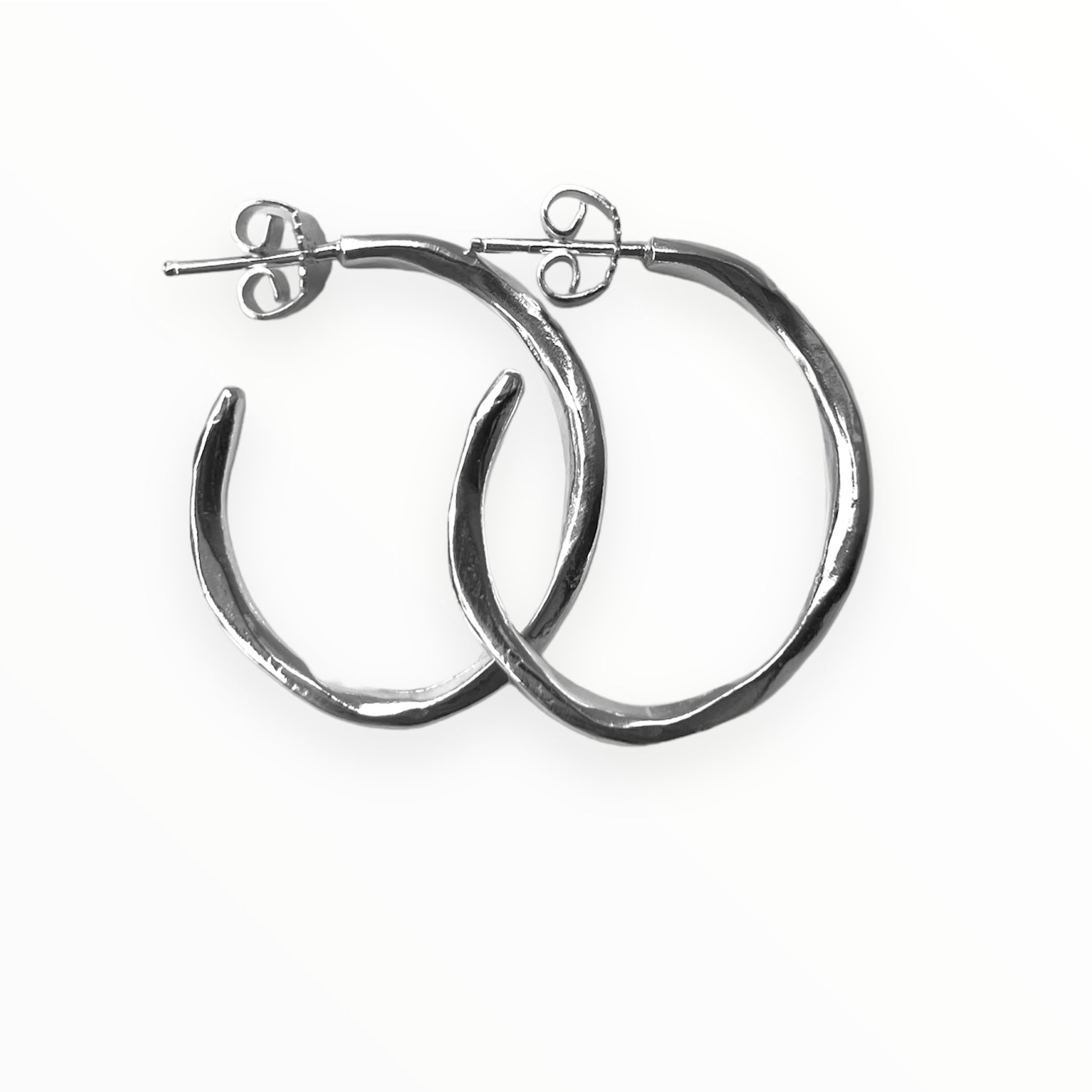 Small Organic Hoops Silver