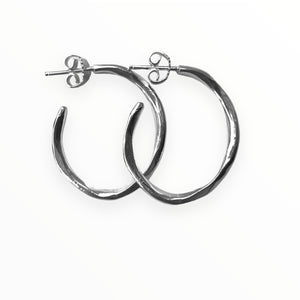 Small Organic Hoops Silver