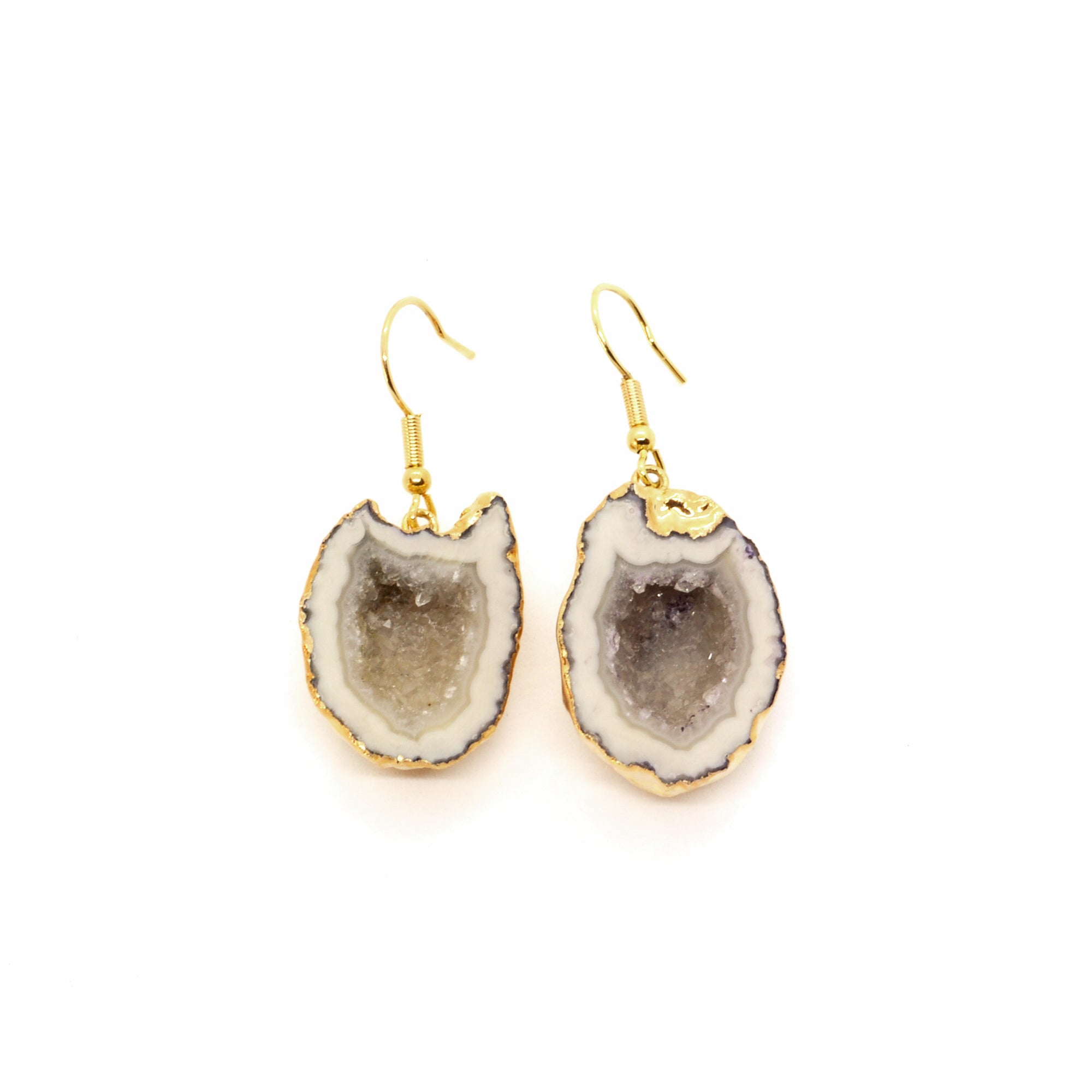 Earrings Small Geode Warm Whites