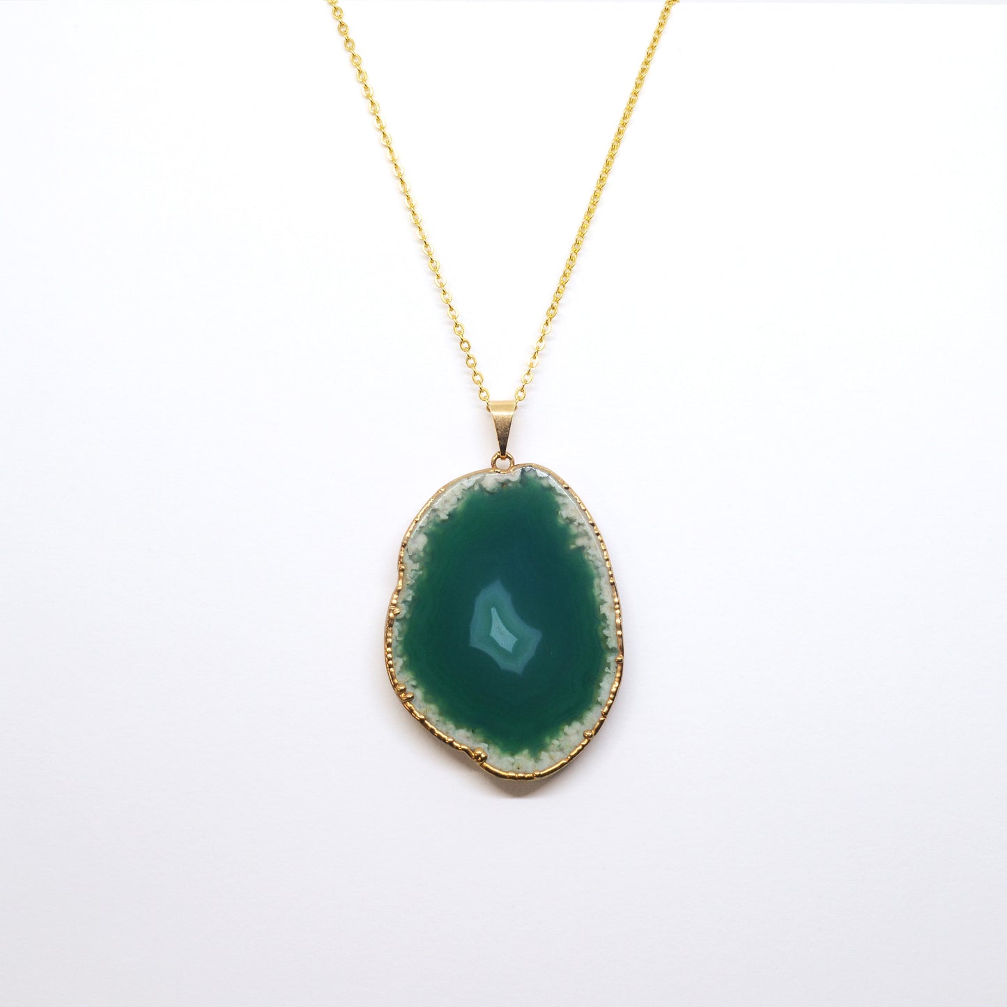 Ketting groene agaat met gouden rand