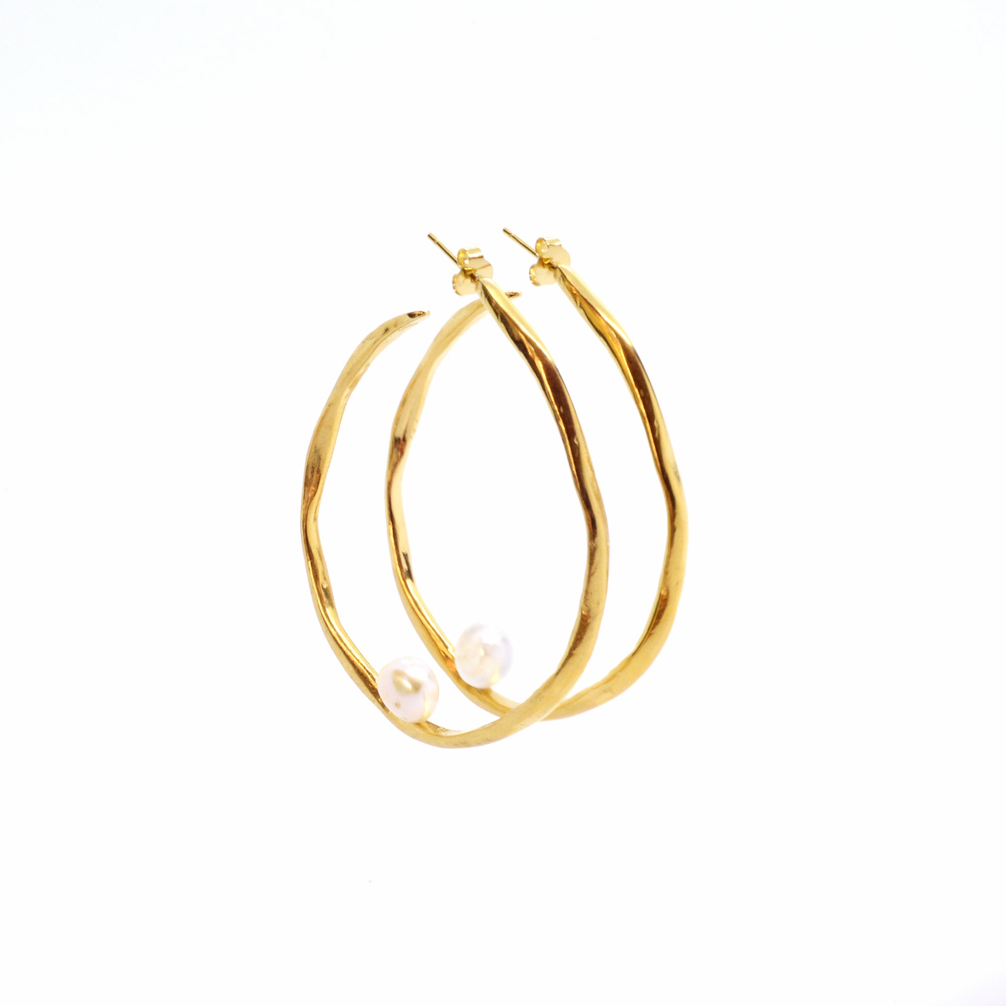 Large Organic Hoops with Pearl