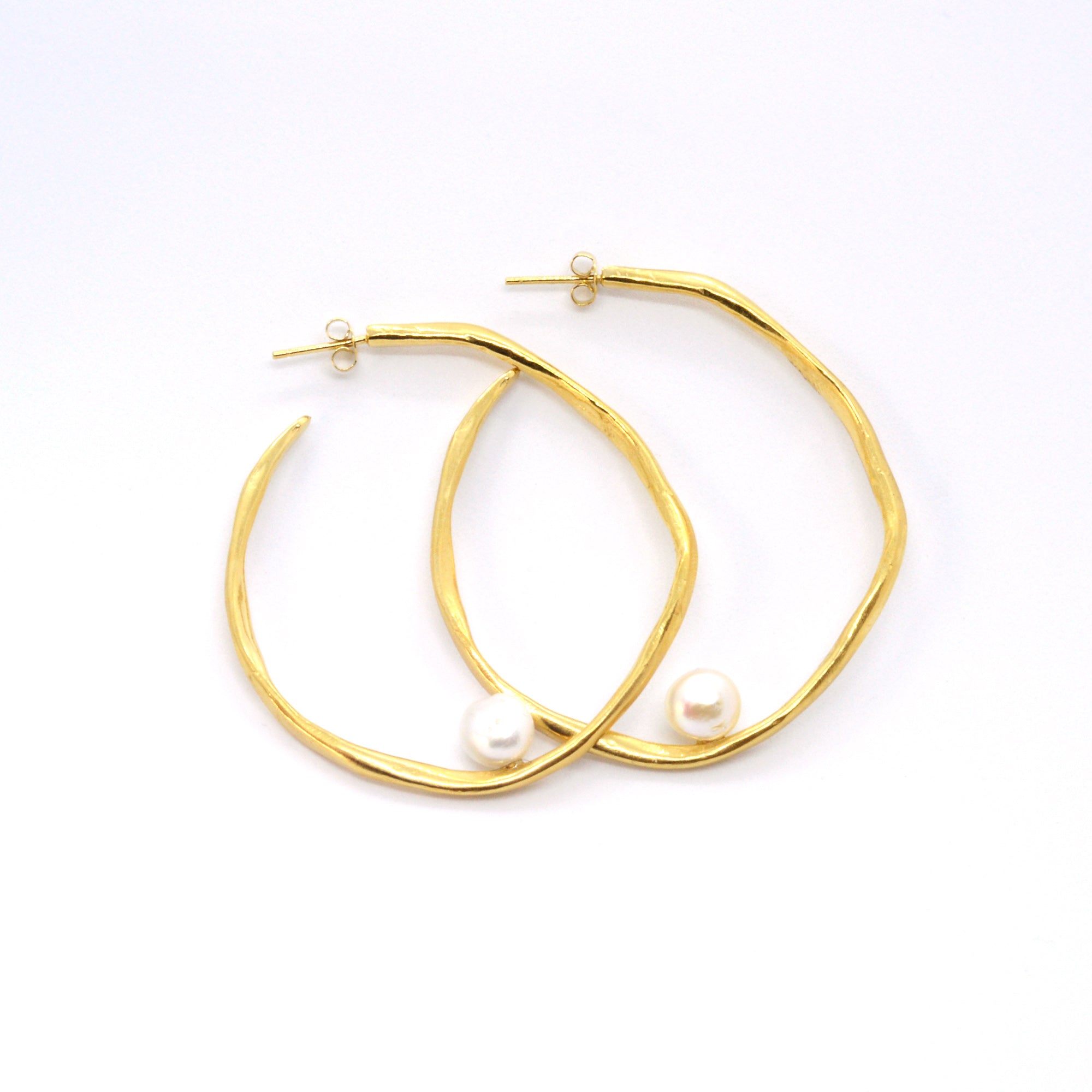 Large Organic Hoops with Pearl