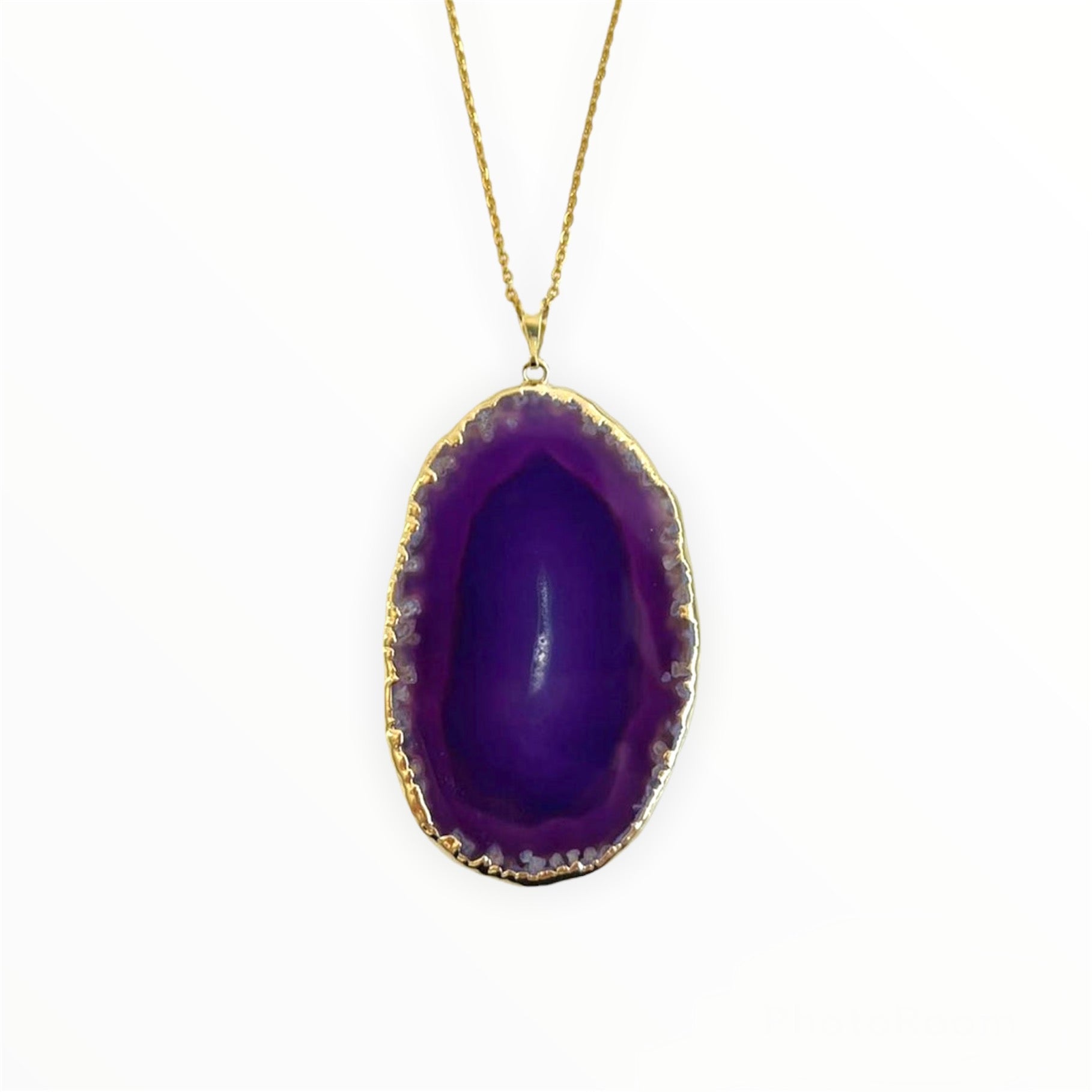 Necklace Agate Purple Golden Edge