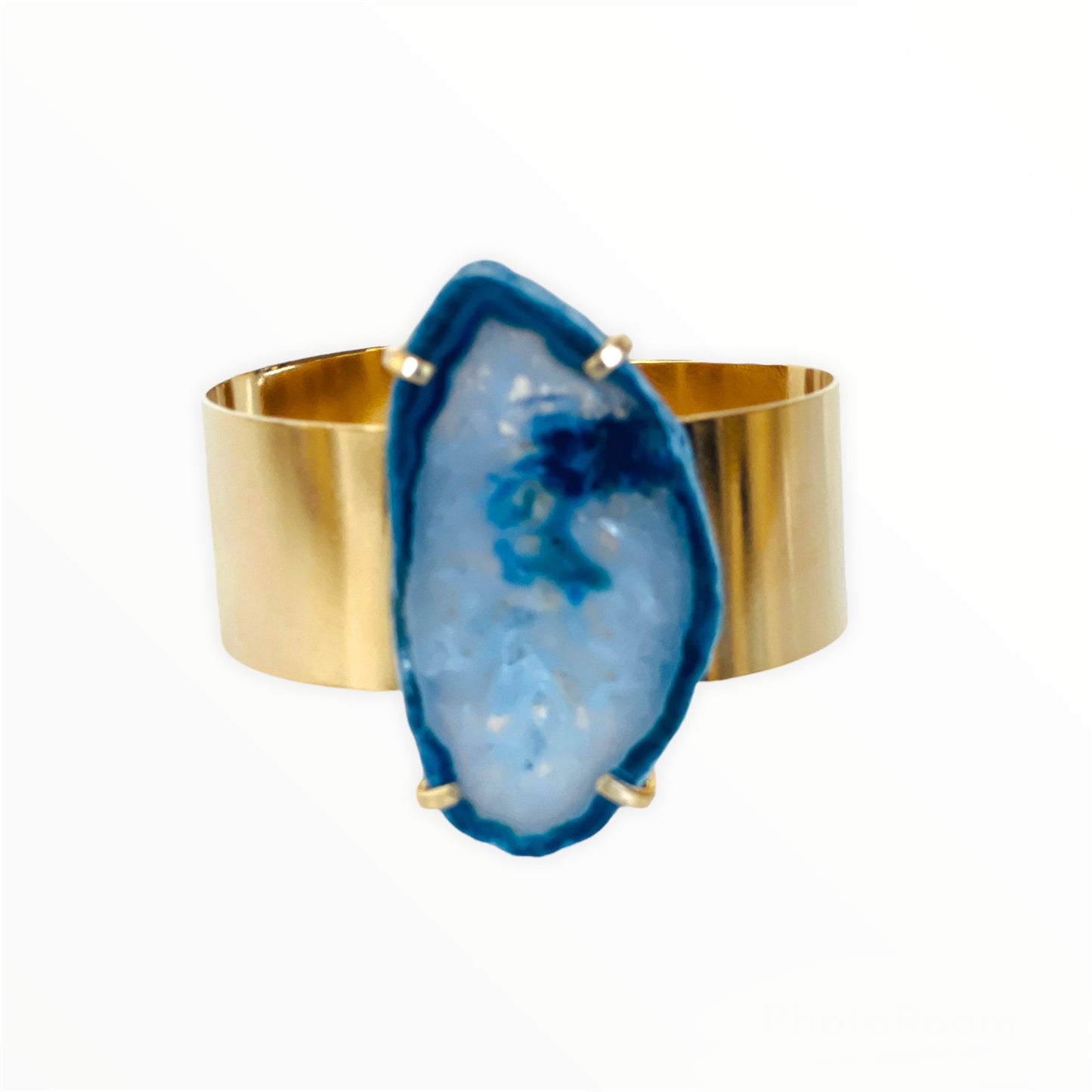 Bracelet gold cuff blue agate