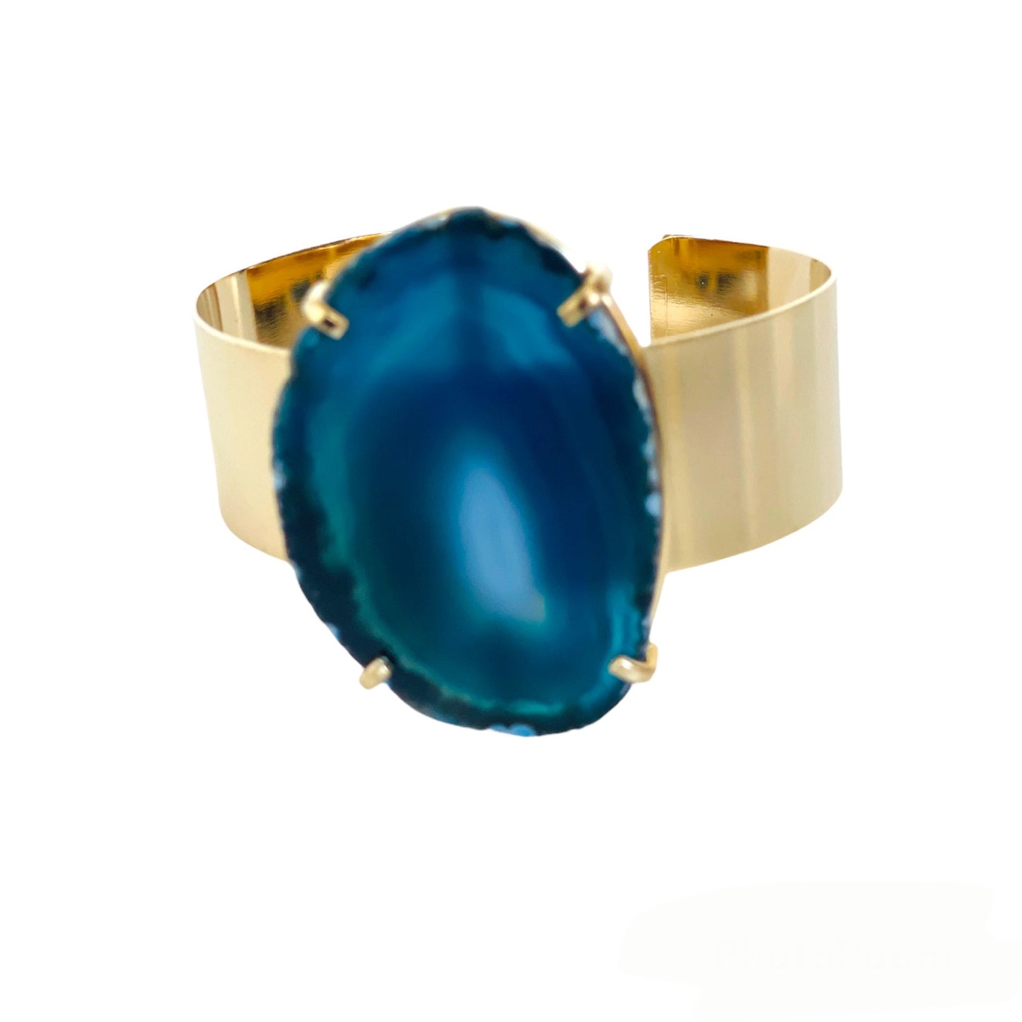 Bracelet gold cuff blue agate