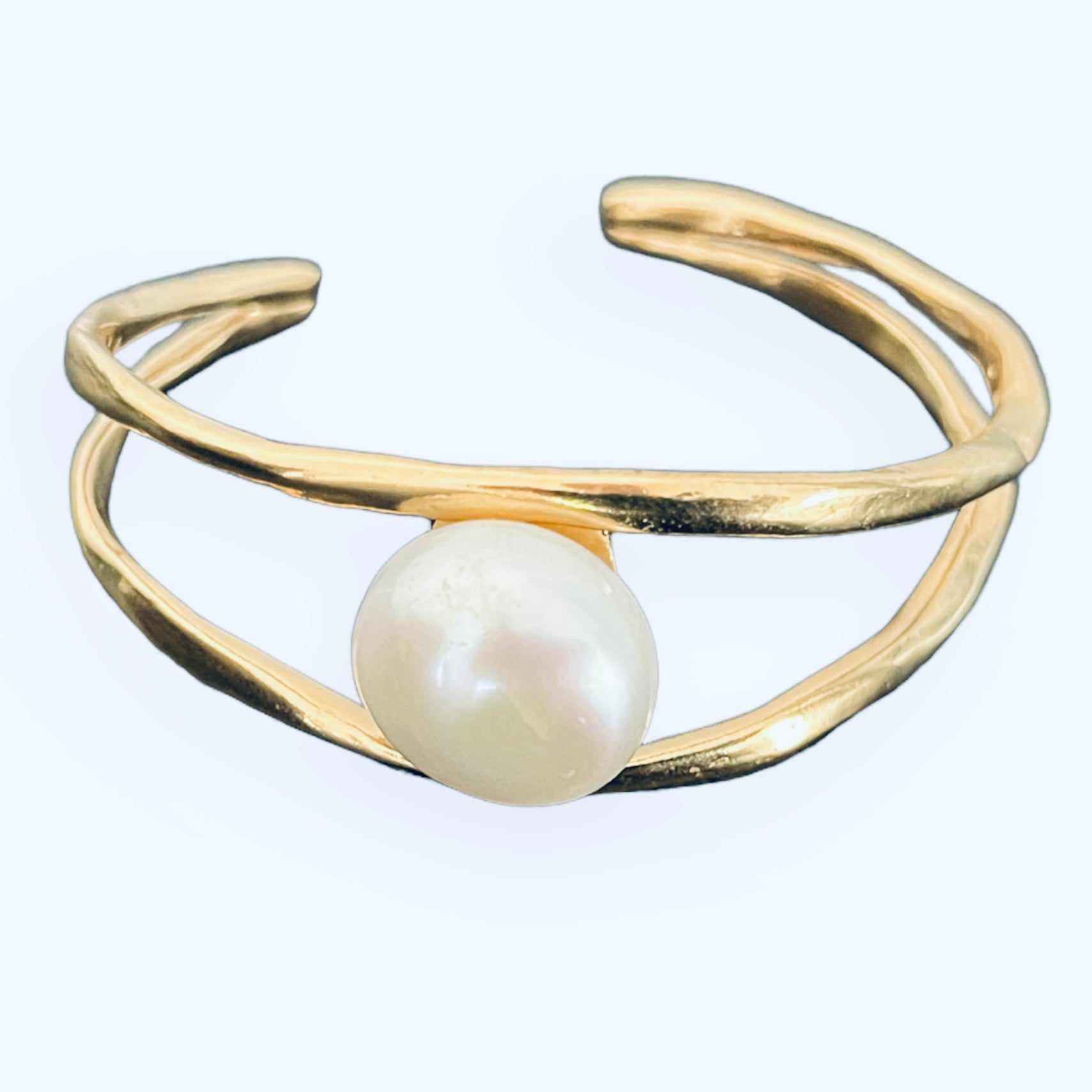 Double Open Bangle Pearl