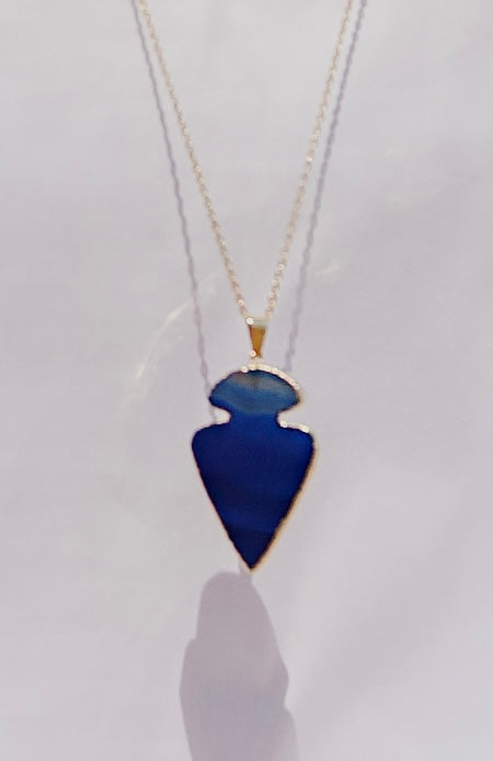 Necklace arrow-shaped blue agate