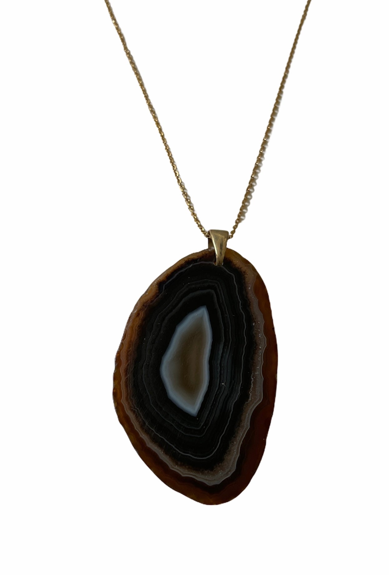 Necklace Agate Dark Patterned Raw Edge