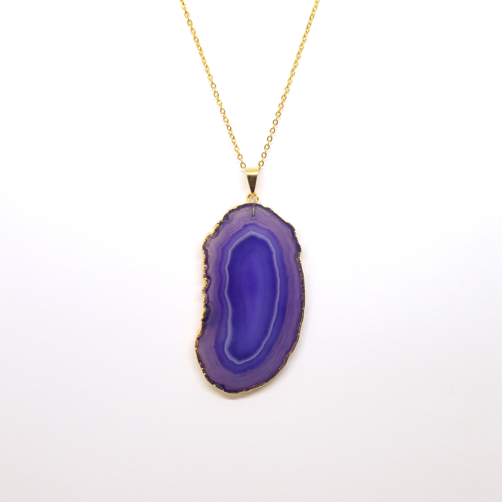 Necklace Agate Purple Golden Edge