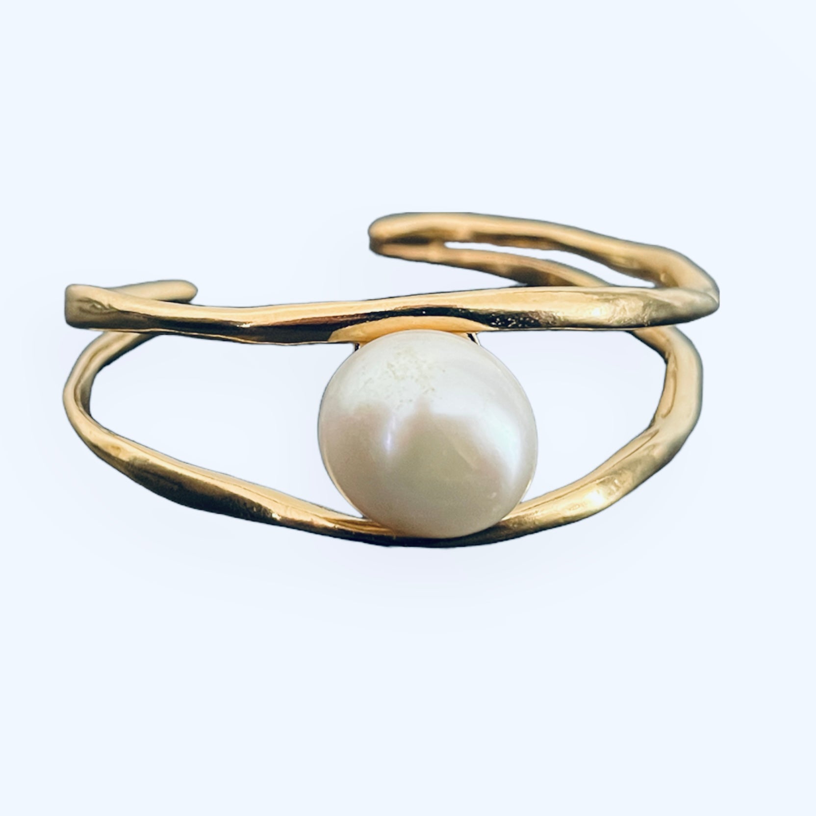 Double Open Bangle Pearl