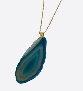Necklace Agate Turkoois Patterned Raw Edge
