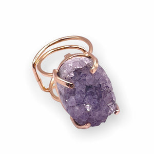 Ring Amarzão Grey Druzy Gold