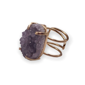 Ring Amarzão Grey Druzy Gold