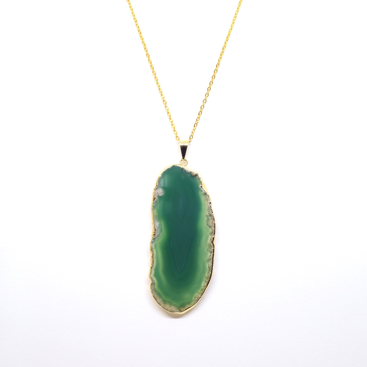 Ketting groene agaat met gouden rand