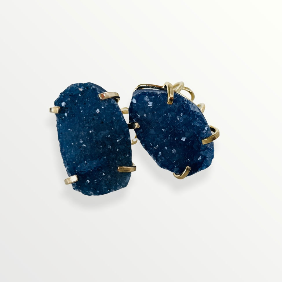 Ring Amarzão Blue Druzy Gold