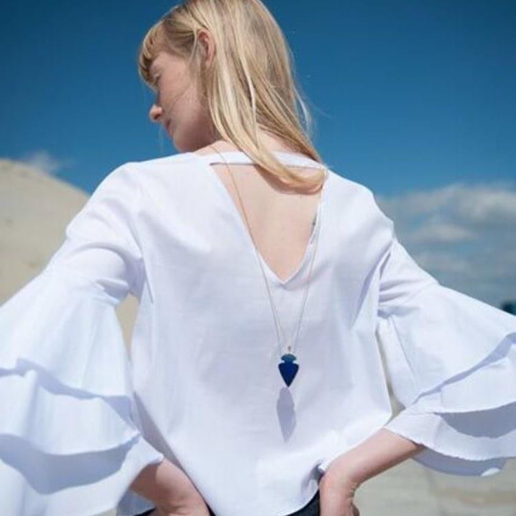 Necklace arrow-shaped blue agate